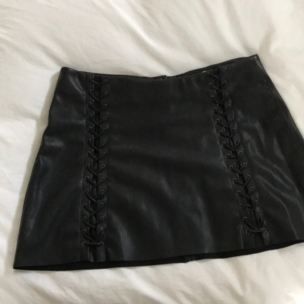 Zara black pleather mini with lacing